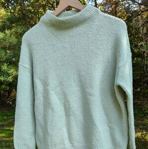 Vince Mock Neck Sweater Mint Green XS Merino Wool Cashmere Pastel Mid-Weight